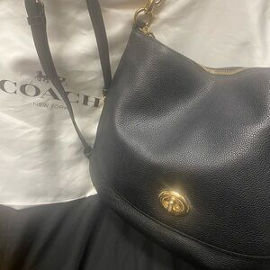 Coach Turnlock Black Leather Satchel/Shoulder Bag